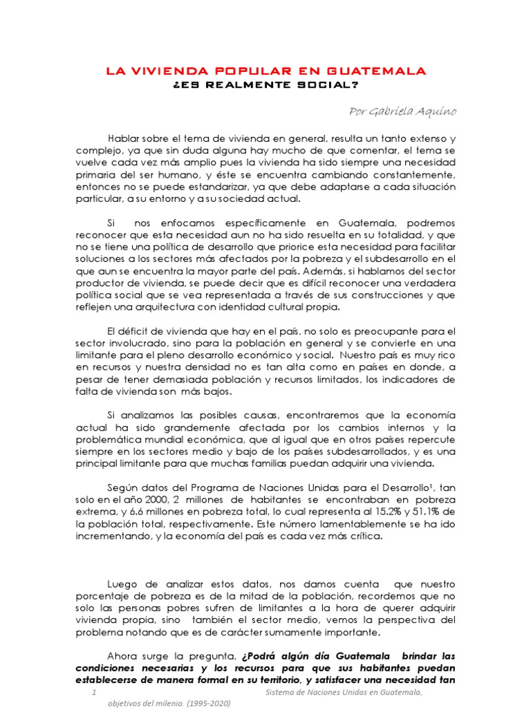 Vivienda Popular en Guatemala: Retos y Soluciones | PDF | Guatemala ...