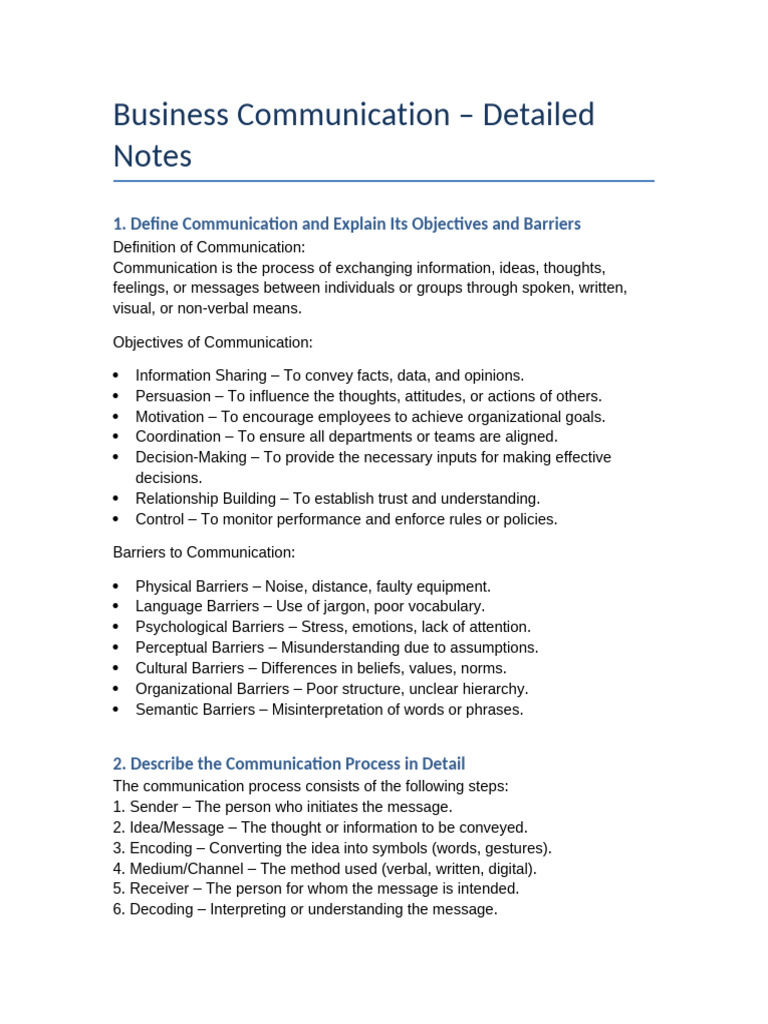 Business Communication Notes | PDF | Communication | Telegraphy