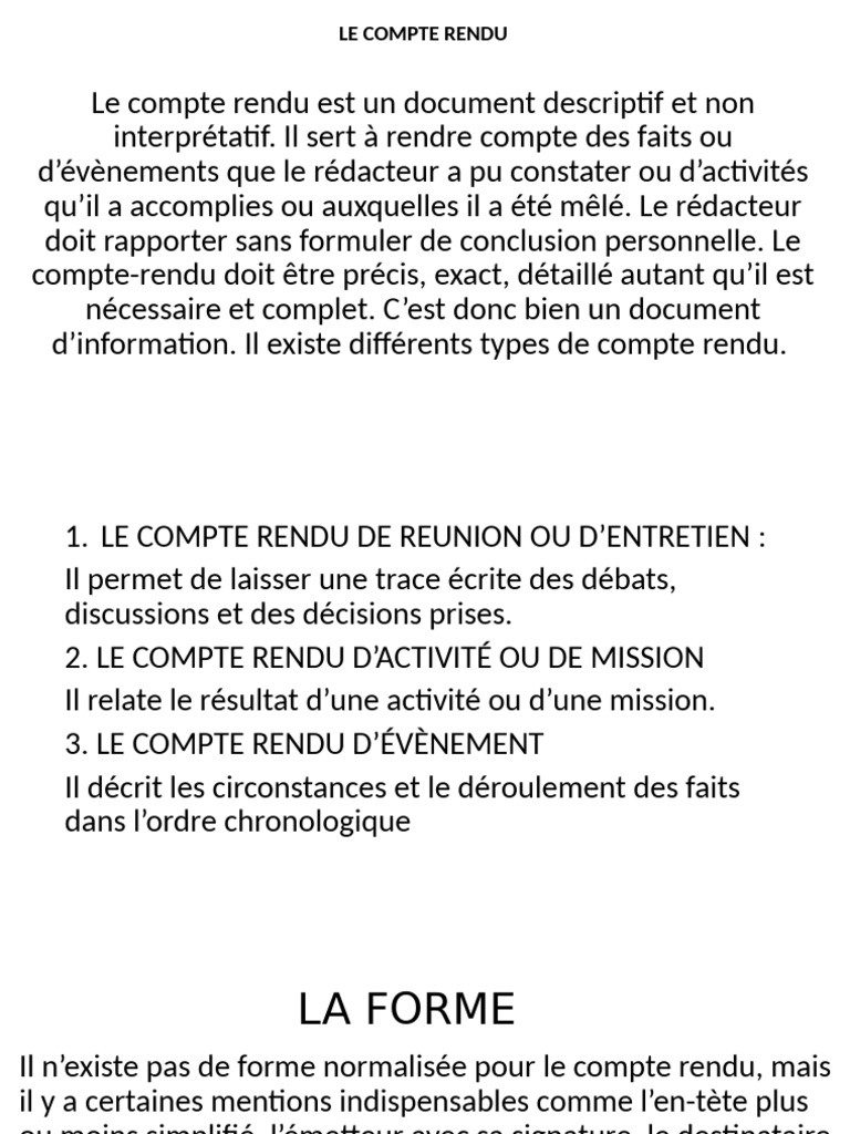 Types de comptes rendus explicites | PDF | Recrutement