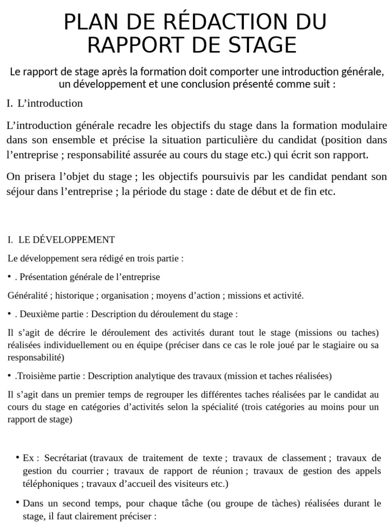 Guide de Rédaction du Rapport de Stage | PDF