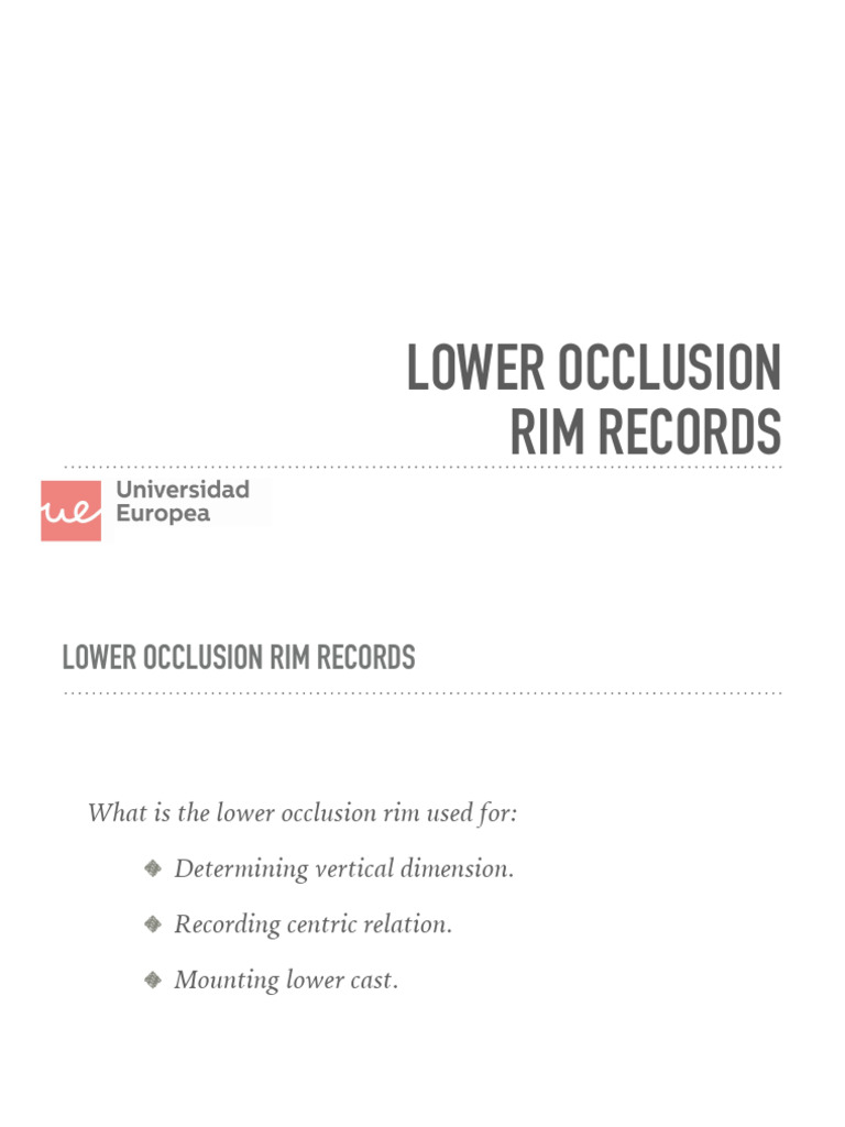 Lower Occlusion Rim Records Explained | PDF | Dentures | Dentistry Branches