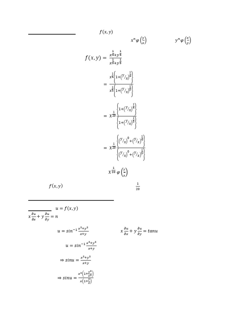 Euler's Theorem on Homogeneous Functions | PDF | Function (Mathematics ...