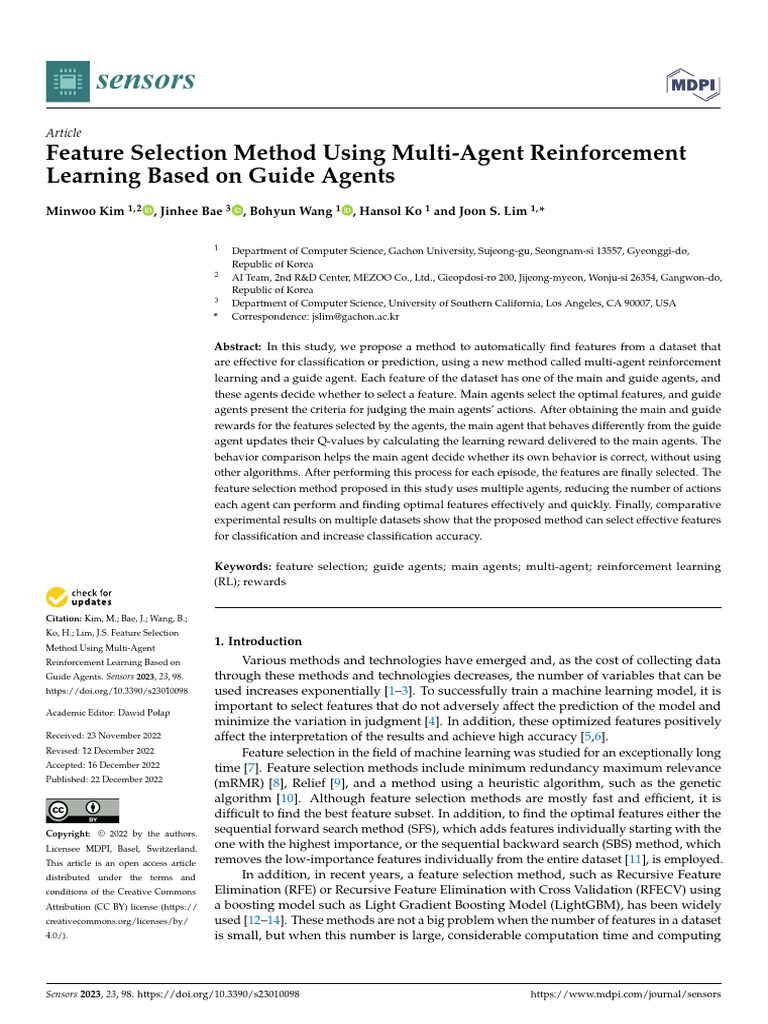 Multi-Agent RL for Feature Selection | PDF | Mathematical Optimization ...