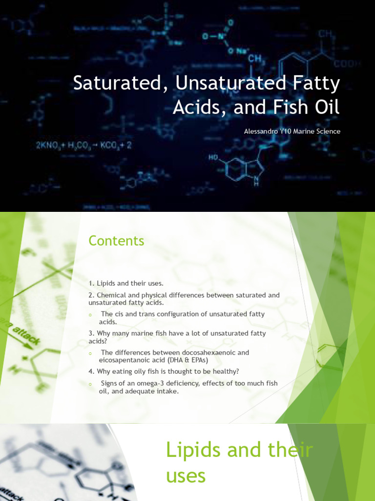 Fish Oil: Saturated vs. Unsaturated | PDF | Fatty Acid | Omega 3 Fatty Acid