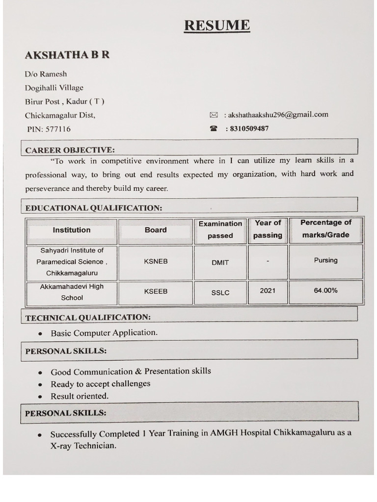 Akshatha Job Resume PDF - 1