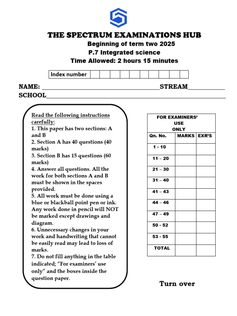 Integrated Science Exam Paper 2025 | PDF | Heart | Soil