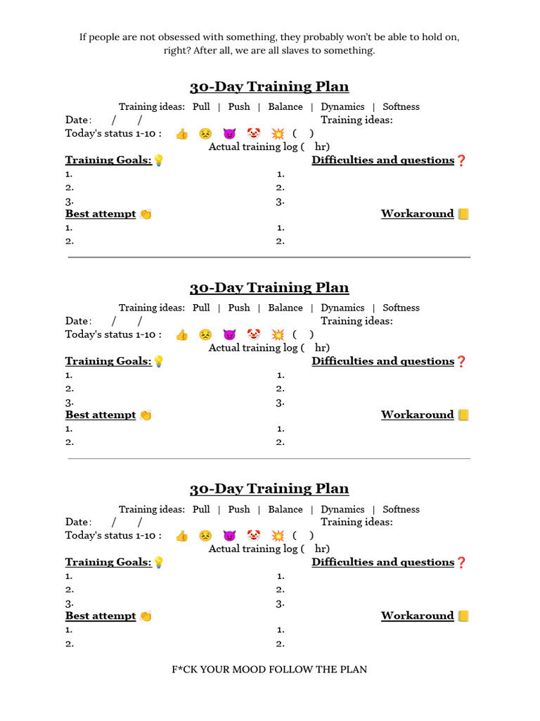 30-Day Training Plan Eng & Chin | PDF