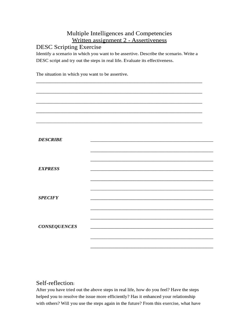Assignment On Assertiveness | PDF