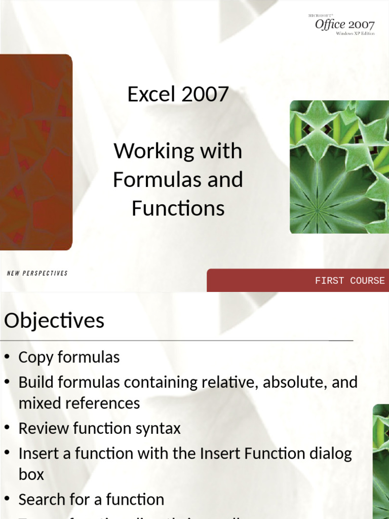 Excel 2007 Working With Formulas and Functions | PDF | Button ...