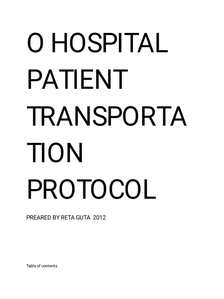 Patient Transportation Protocol Guidelines | PDF