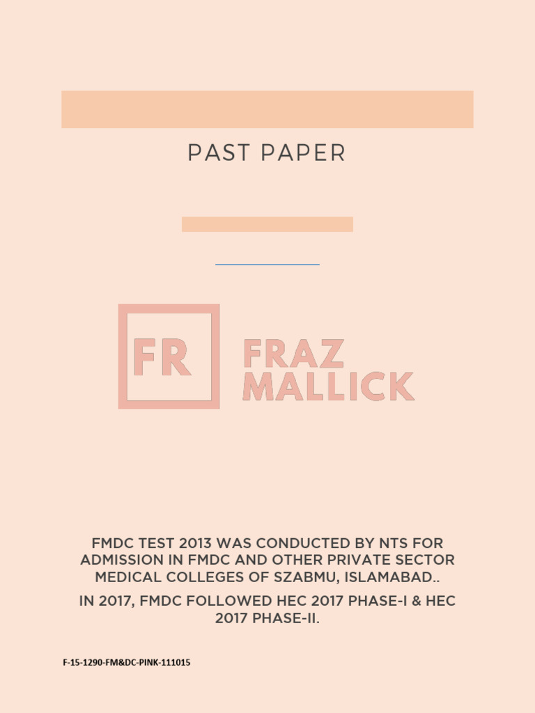 FMDC Past Papers by DR Asmat 3rd Year Mbbs Student | PDF | Meiosis | Force