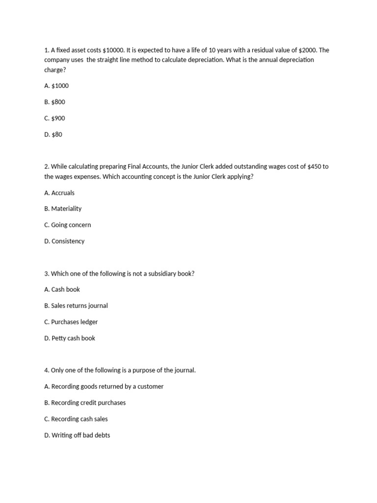 Accounting Questions and Concepts Guide | PDF | Debits And Credits ...