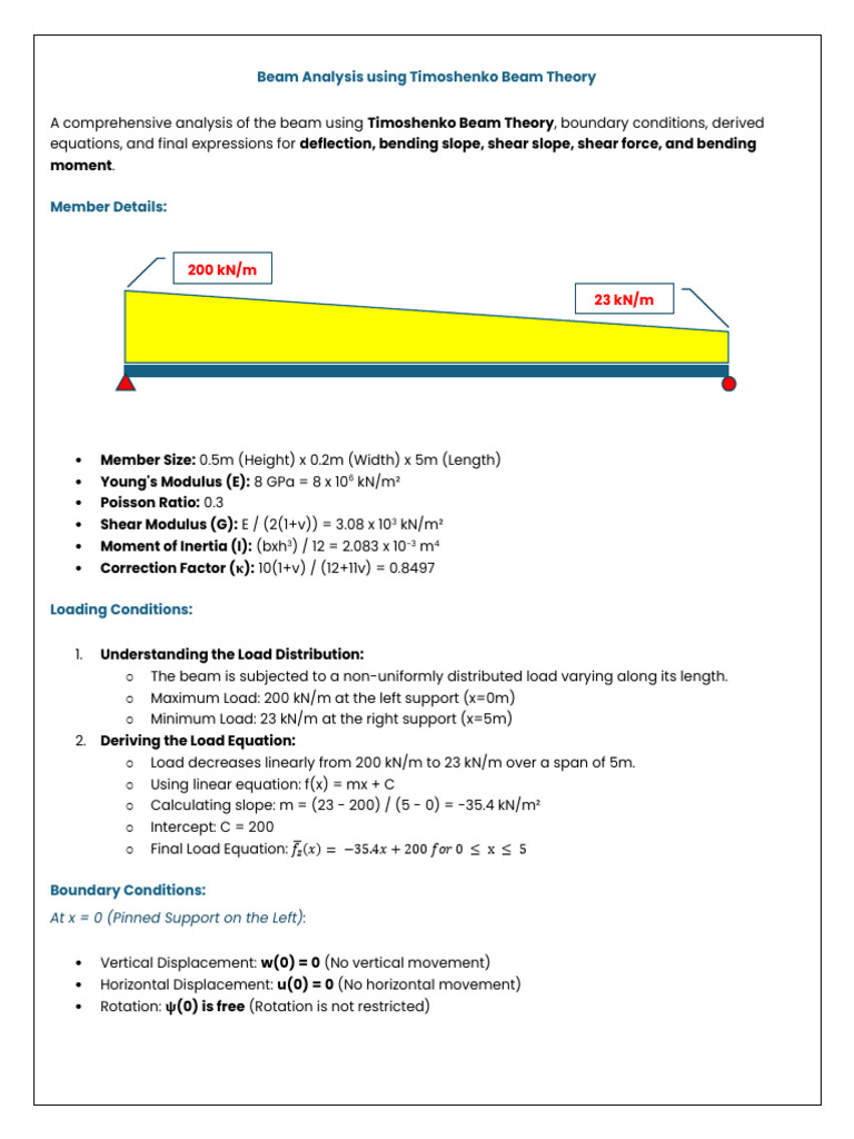 Timoshenko vs Euler-Bernoulli Beam Analysis | PDF | Bending | Beam ...