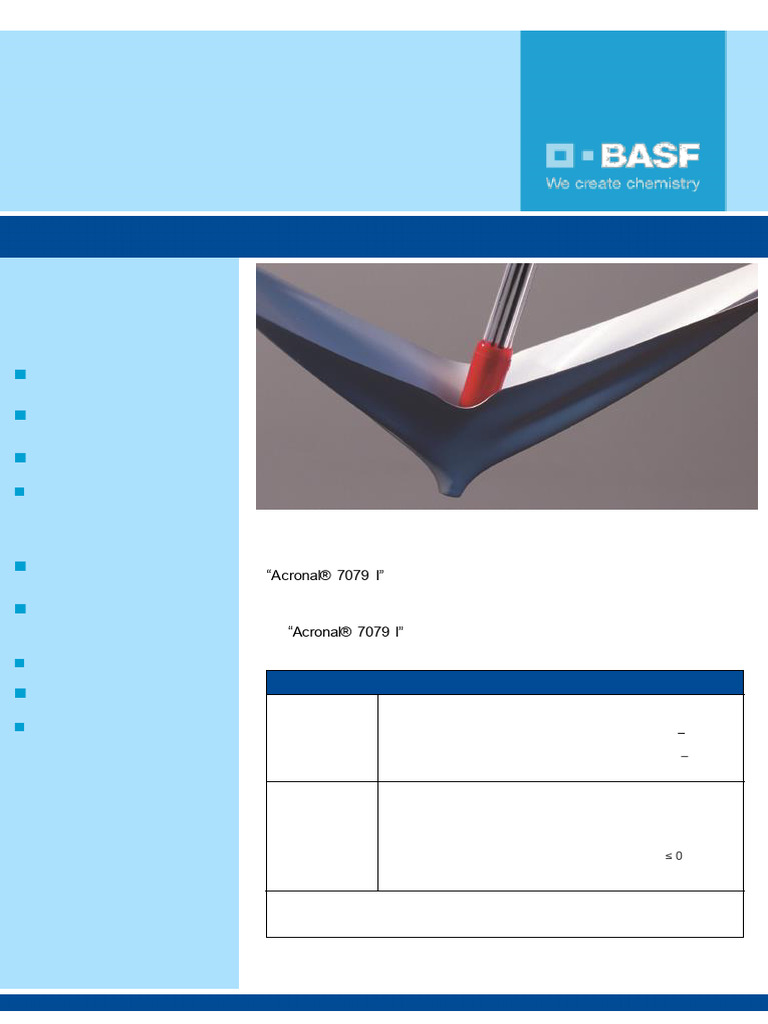 Acronal 7079: Safety Data Overview | PDF | Paint | Materials