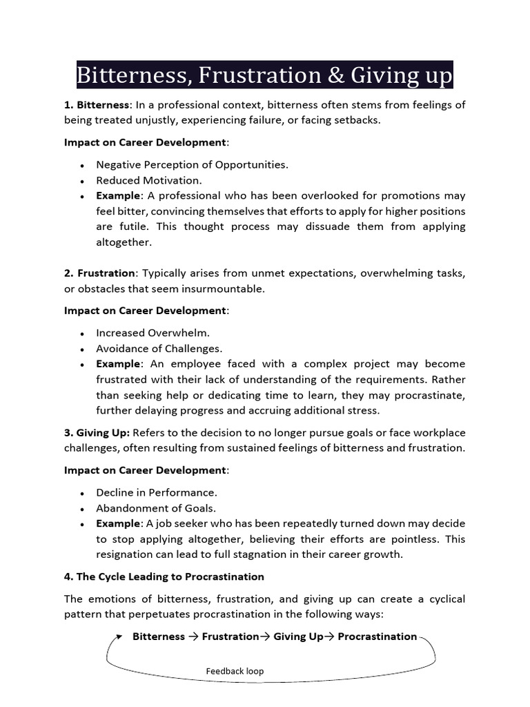 Overcoming Career Bitterness & Frustration | PDF