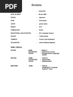 Marriage Biodata Doc Word Formate Resume