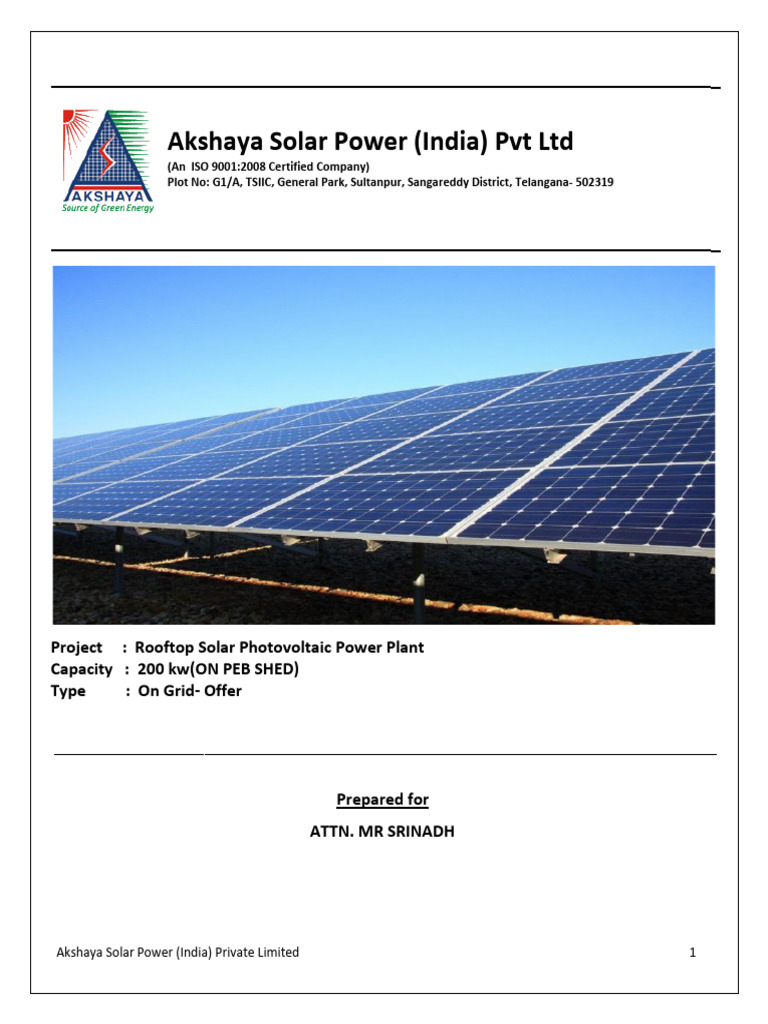 200 kW Rooftop Solar Project Proposal | PDF | Solar Power | Photovoltaics