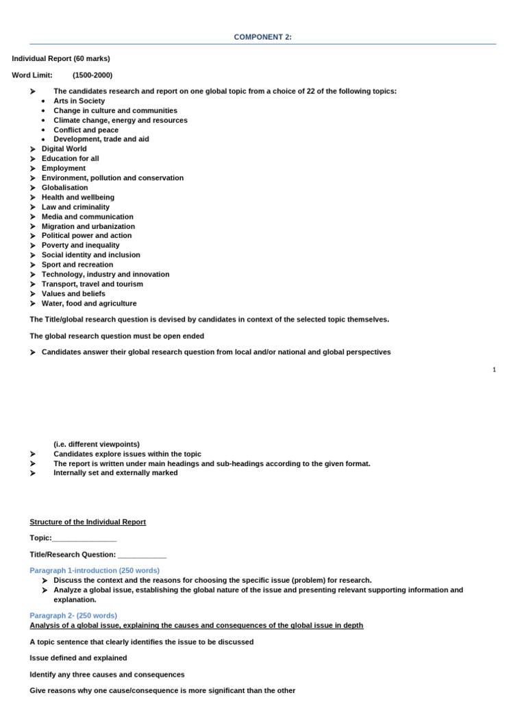 Individual Report Guidelines (Edited) | PDF | Evaluation | World Wide ...