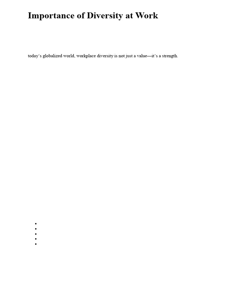 Importance of Diversity in the Workplace | PDF