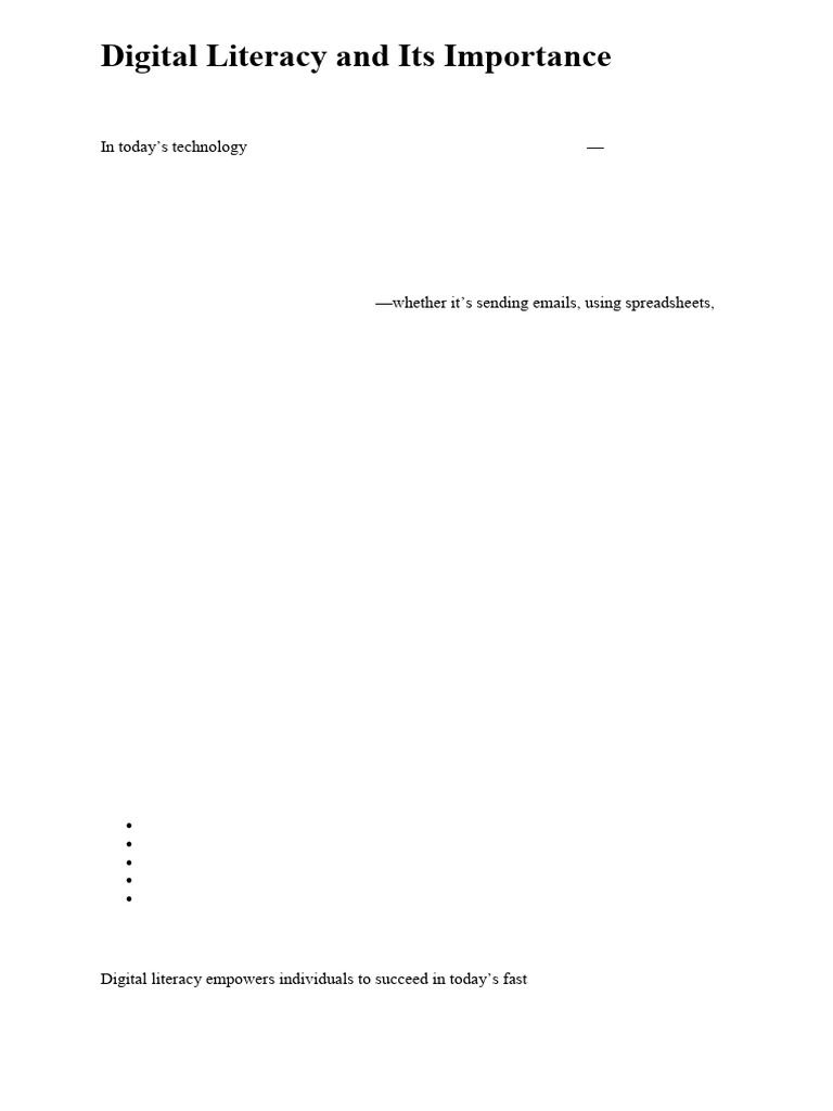 Digital Literacy and Its Importance PDF