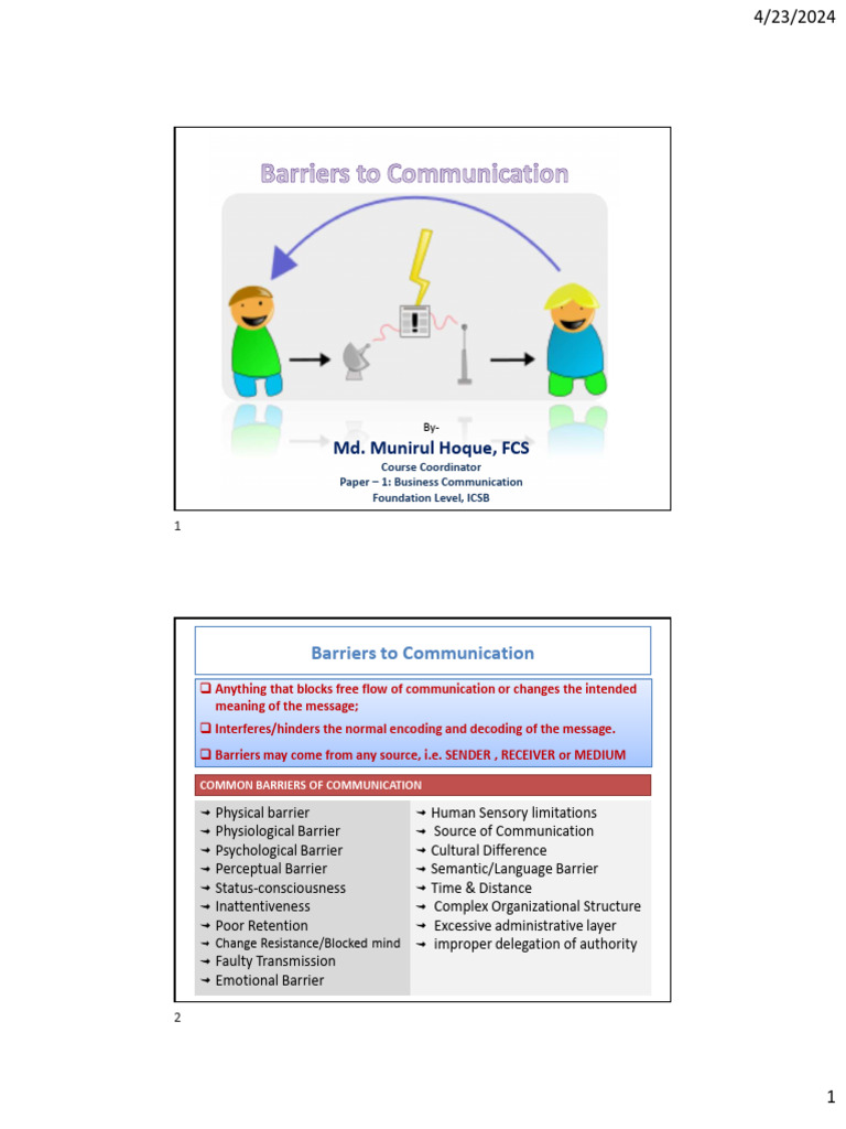 Common Barriers to Effective Communication | PDF | Communication | Mind