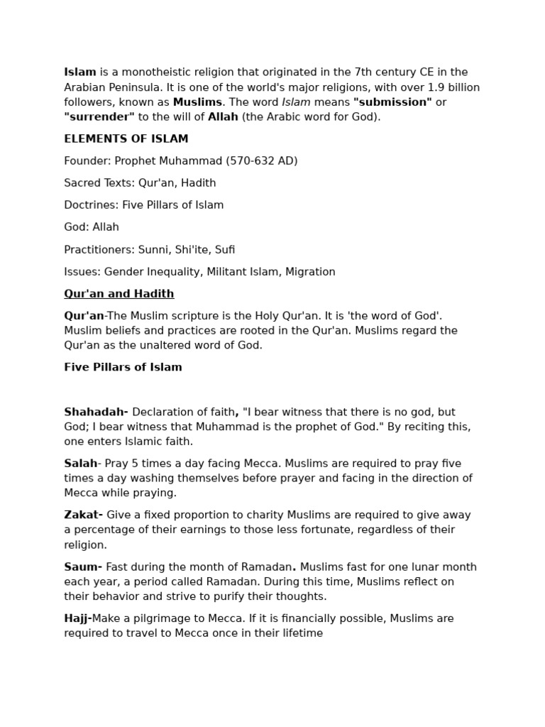 Overview of Islam and Its Foundations | PDF | Sunni Islam | Muhammad