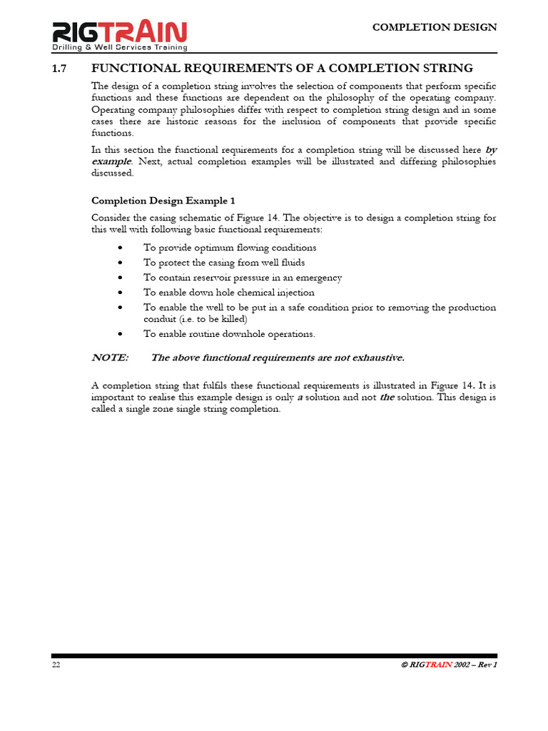 Completion String Design Requirements | PDF | Casing (Borehole) | Valve