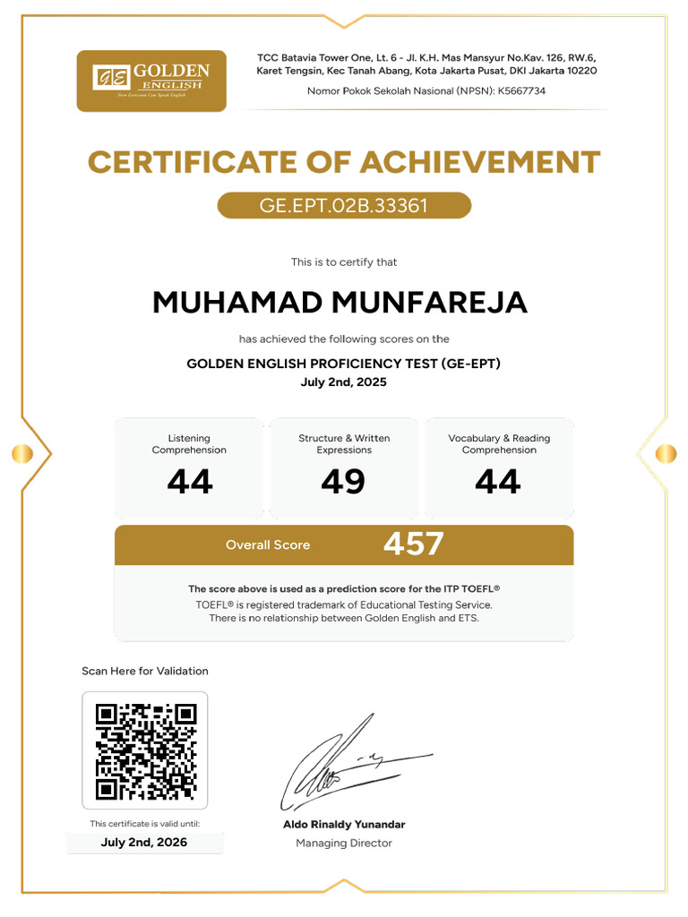 Geept - Certificate 457 Muhamad Munfareja | PDF