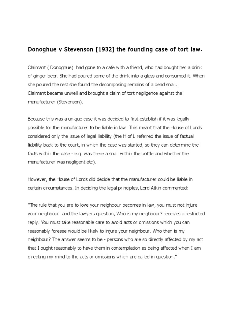 Donoghue V Stevenson