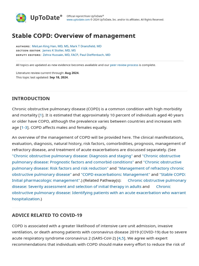 Stable COPD - Overview of Management - UpToDate | PDF | Chronic ...