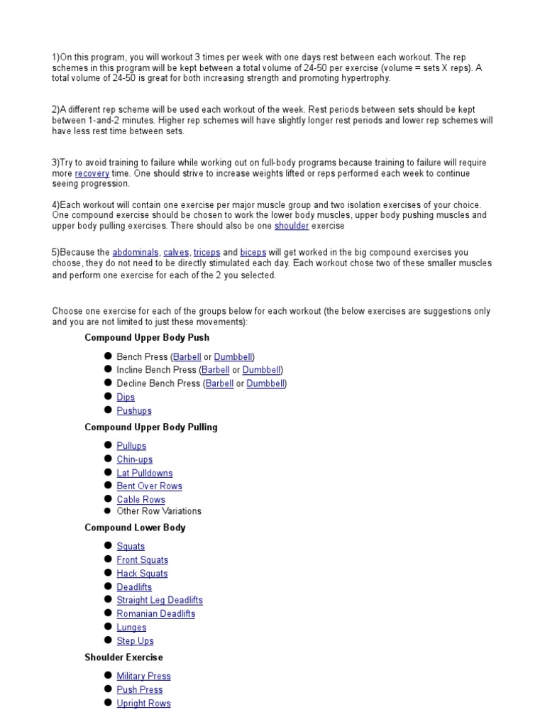 3-Day Full Body Workout Plan | PDF | Physical Exercise | Muscle