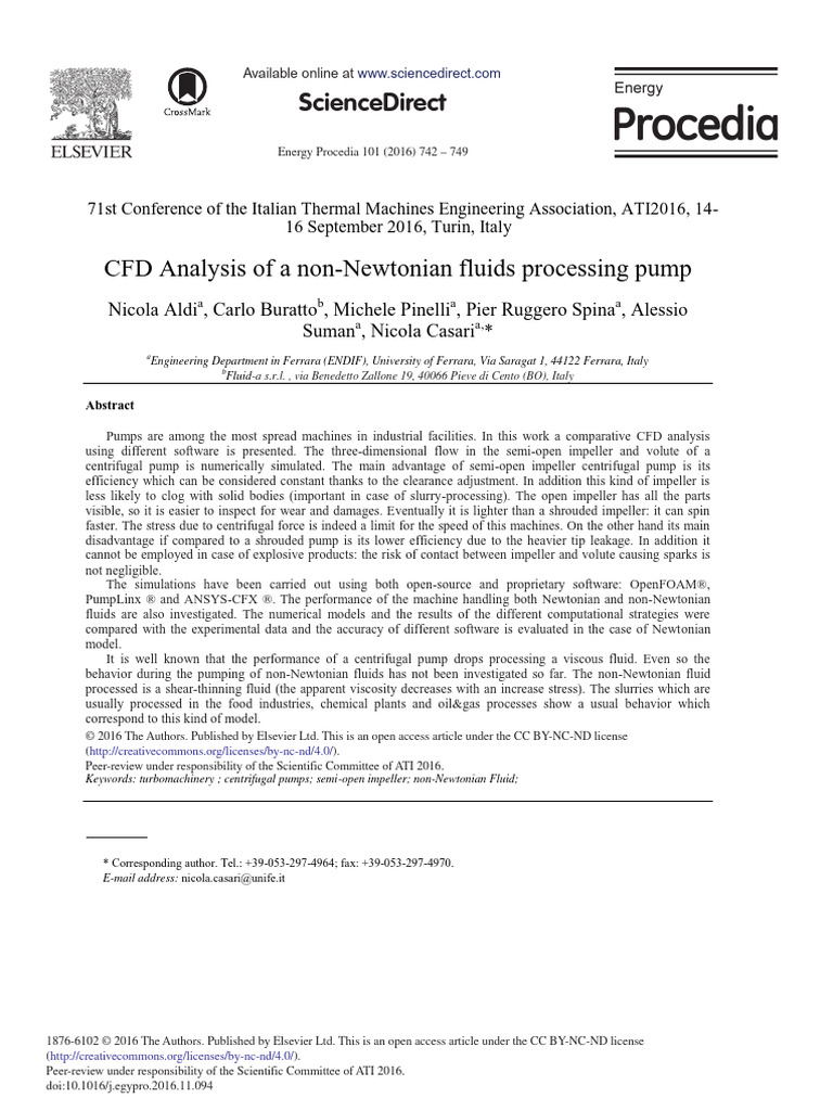 CFD Analysis of A Non-Newtonian Fluids Processing Pump | PDF | Shear ...