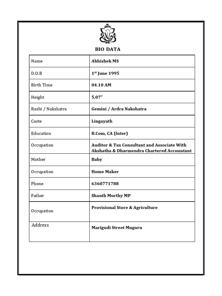 Bio Data | PDF