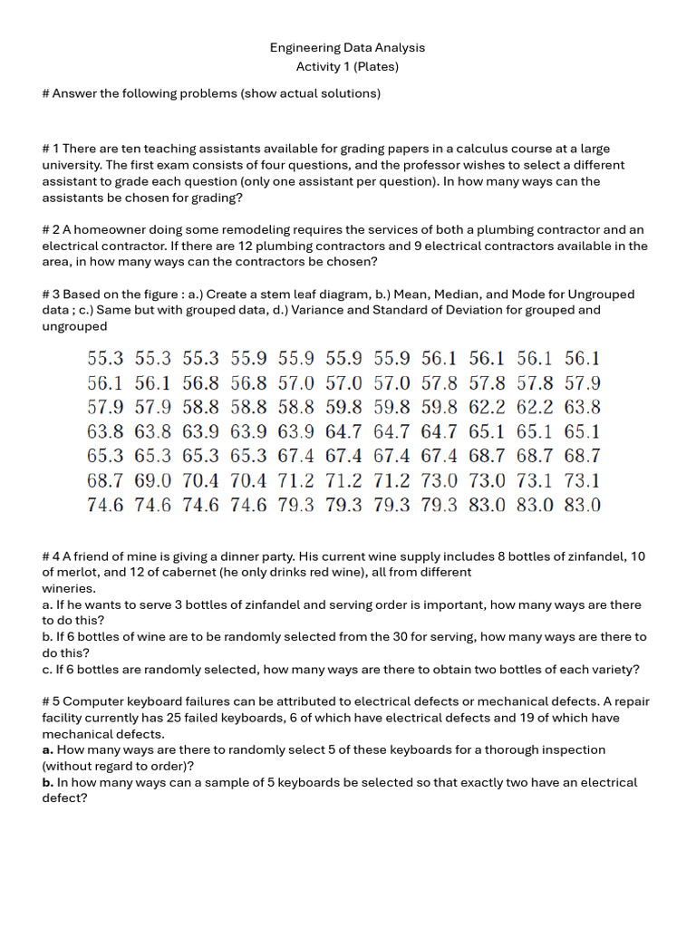 Engineering Data Analysis Plates 1 | PDF