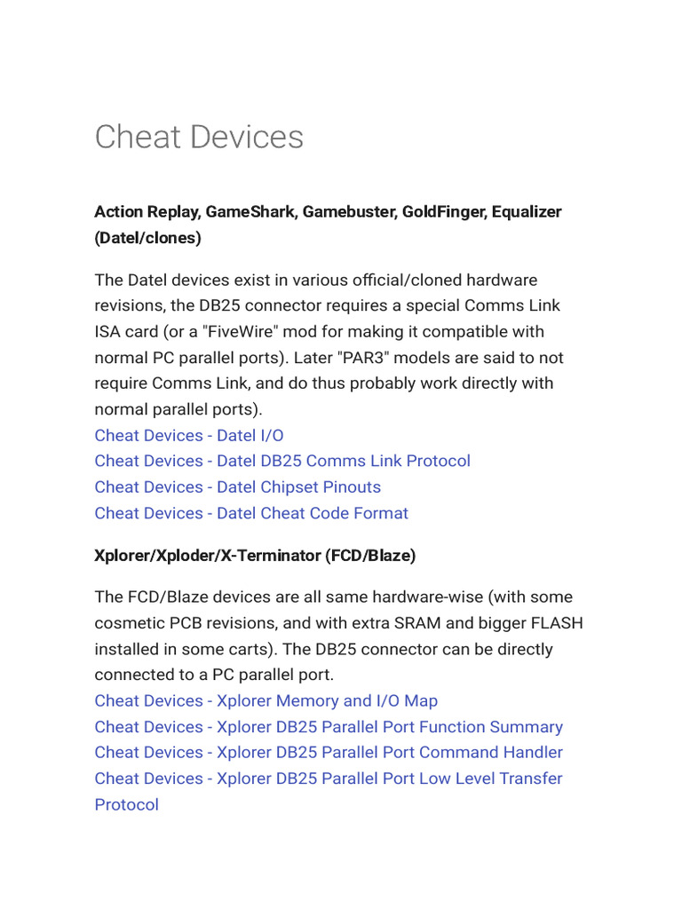 PSX Cheat Device Protocols and Pinouts | PDF | Flash Memory | Booting