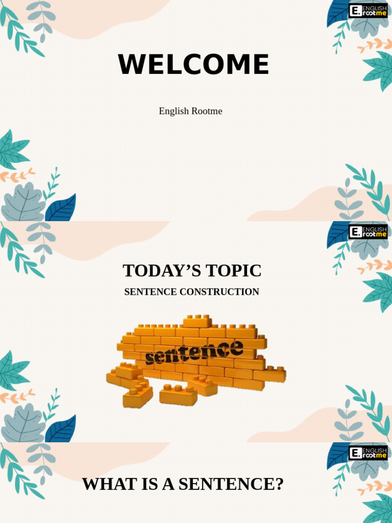 Sentence Construction | PDF | Subject (Grammar) | Verb