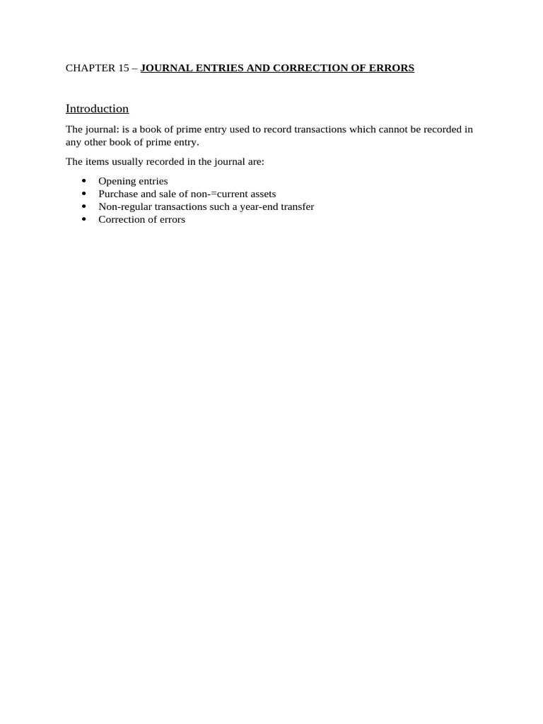 Journal Entries and Correction of Errors | PDF