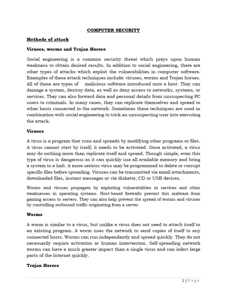 Computer Security: Malware & Attacks | PDF | Computer Virus | Denial Of ...