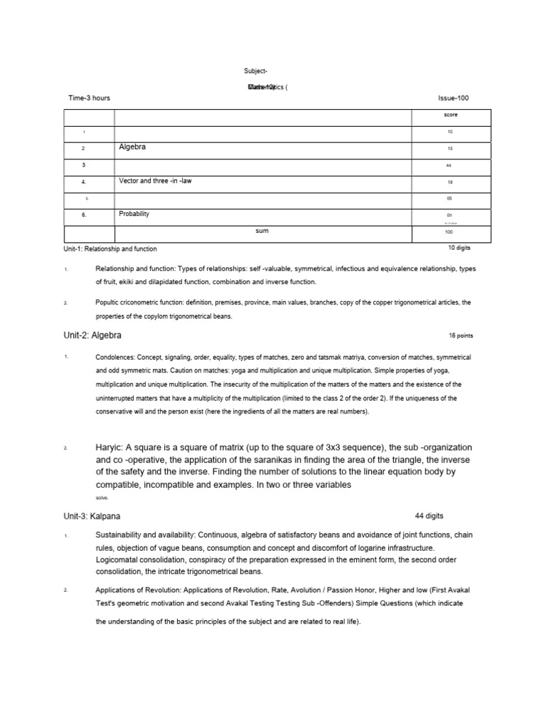 Class 12 Mathematics: Functions & Geometry | PDF | Vector Space ...