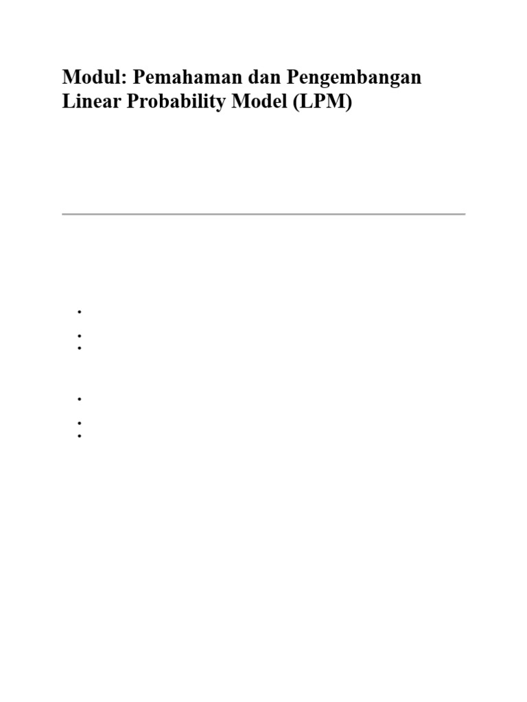 Pemahaman Linear Probability Model LPM | PDF