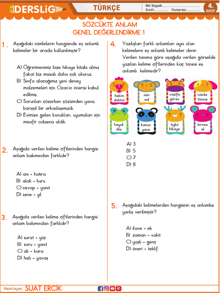 Sozcukte Anlam Genel Degerlendirme 1 | PDF