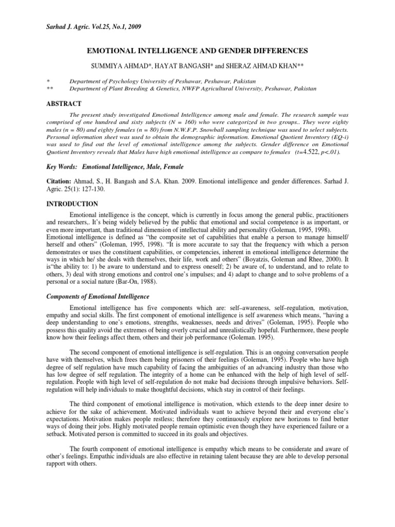 Emotional Intelligence and Gender Differences | PDF