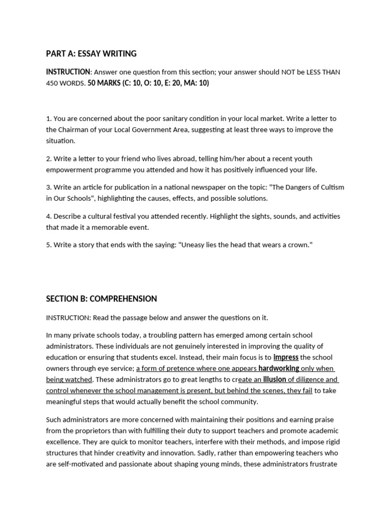 Essay Writing and Comprehension Guide | PDF | Teachers | Disciplines