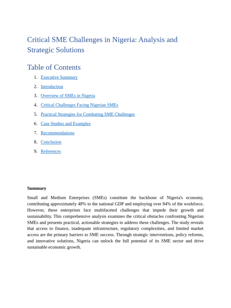 Strategies to Overcome SME Challenges in Nigeria | PDF | Small And ...