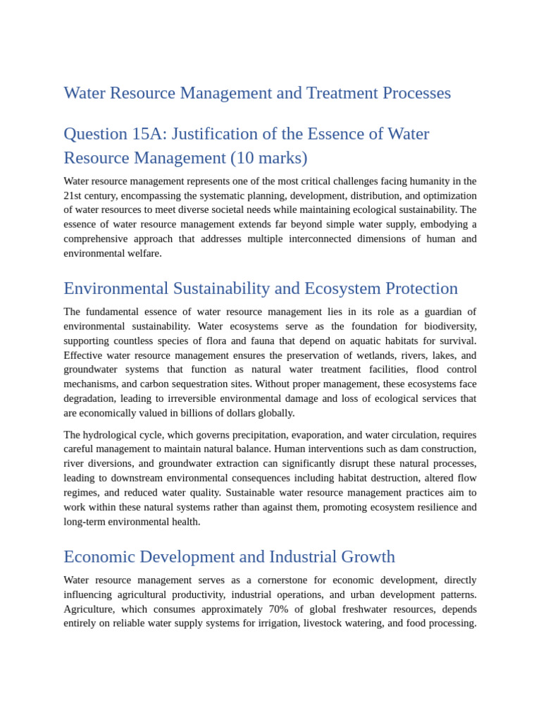 Water Resource Management Essentials | PDF | Water Purification | Water ...