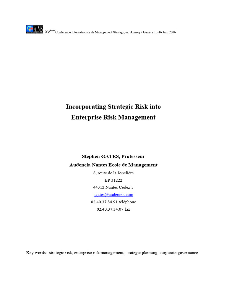 Strategic Risk in Enterprise Risk Management | PDF | Risk | Risk Management