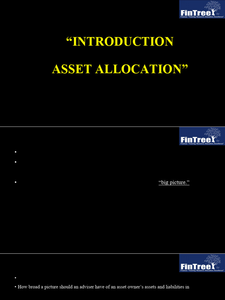 Introduction to Asset Allocation Strategies | PDF | Asset Allocation | Risk