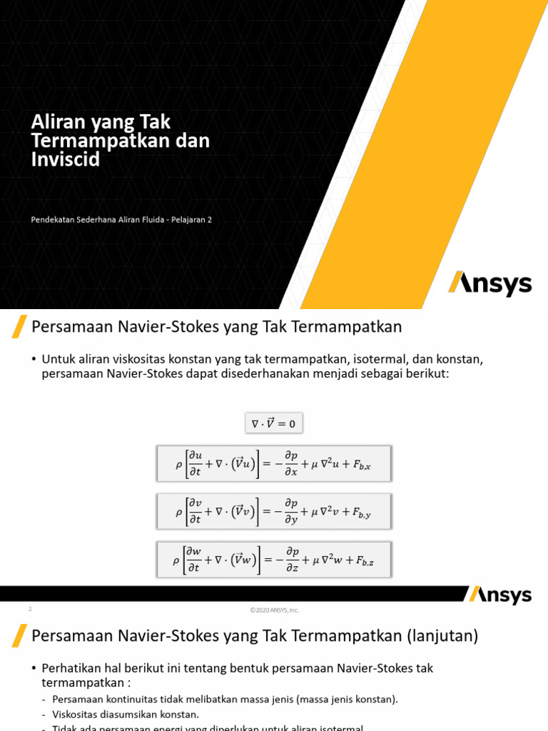 Persamaan Navier-Stokes Tak Termampatkan | PDF