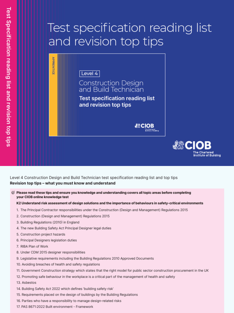 Level 4 Construction Technician Revision Guide | PDF | Specification ...