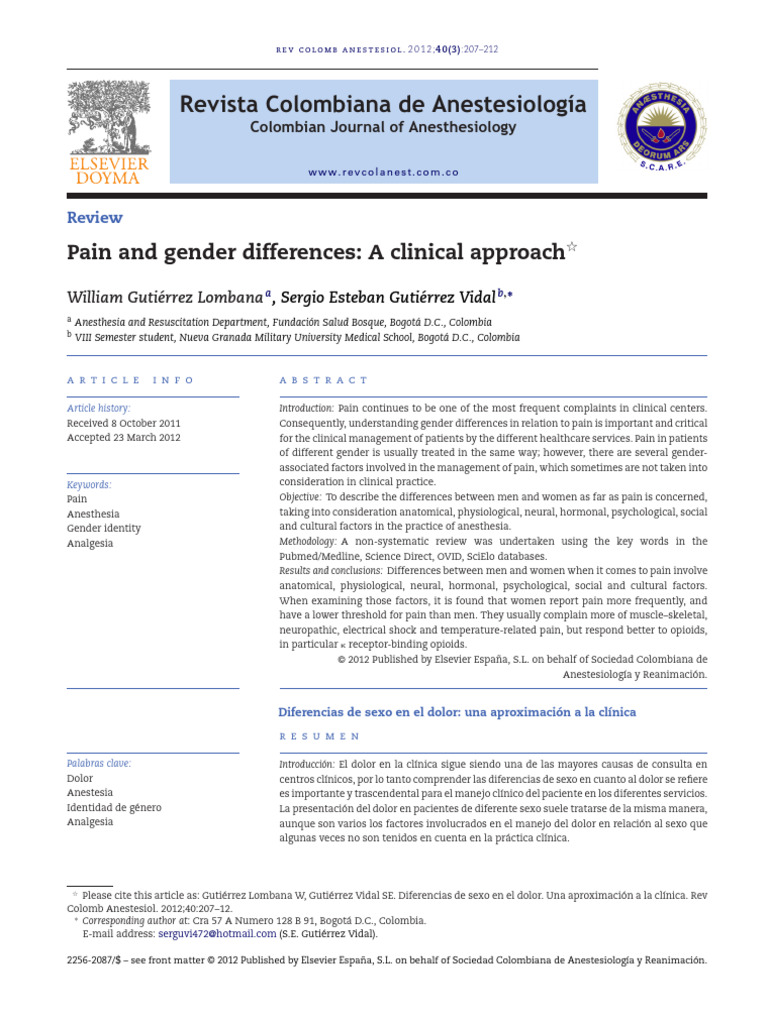 Gender Differences in Pain Management | PDF | Opioid | Analgesic